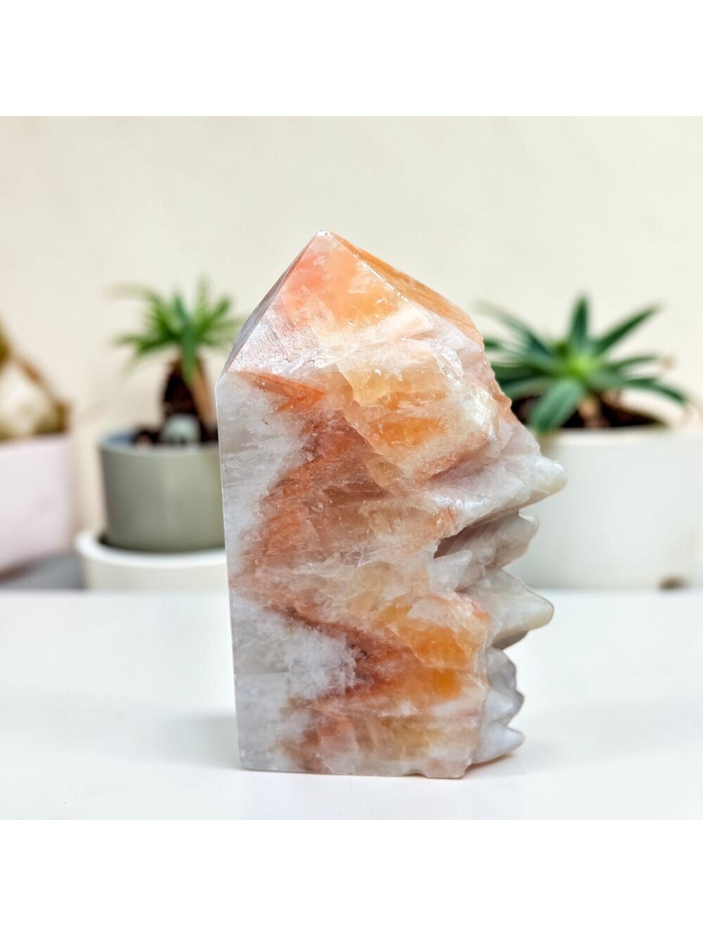 A207. Unique Fire Quartz Semi-Polished Natural Crystal Tower